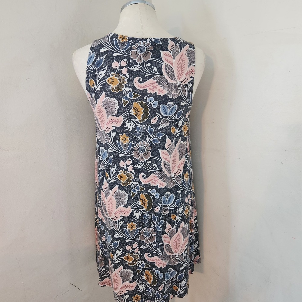 LOFT Petites Navy Floral Paisley Sleeveless Knit Shift Dress XSP - Picture 2 of 7